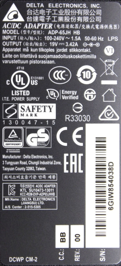 Genuine Delta Brand 19v 3.42a 65w Adapter Charger 5.5MM X 2.5MM