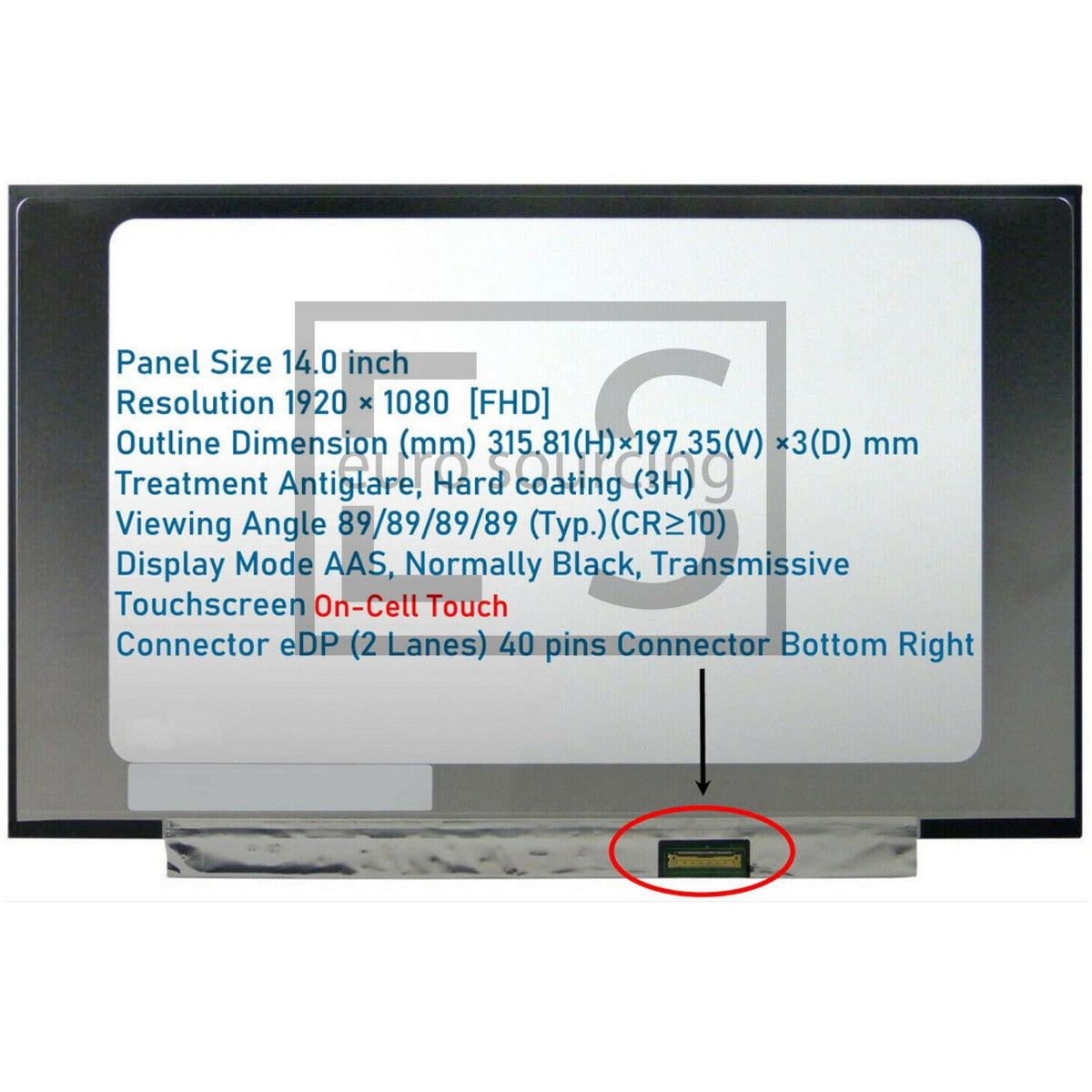 Replacement For N140HCN-EA1 REV.C6 NV140FHM-T07 14" LED LCD ON-Cell Touch Screen FHD Matte Display Panel