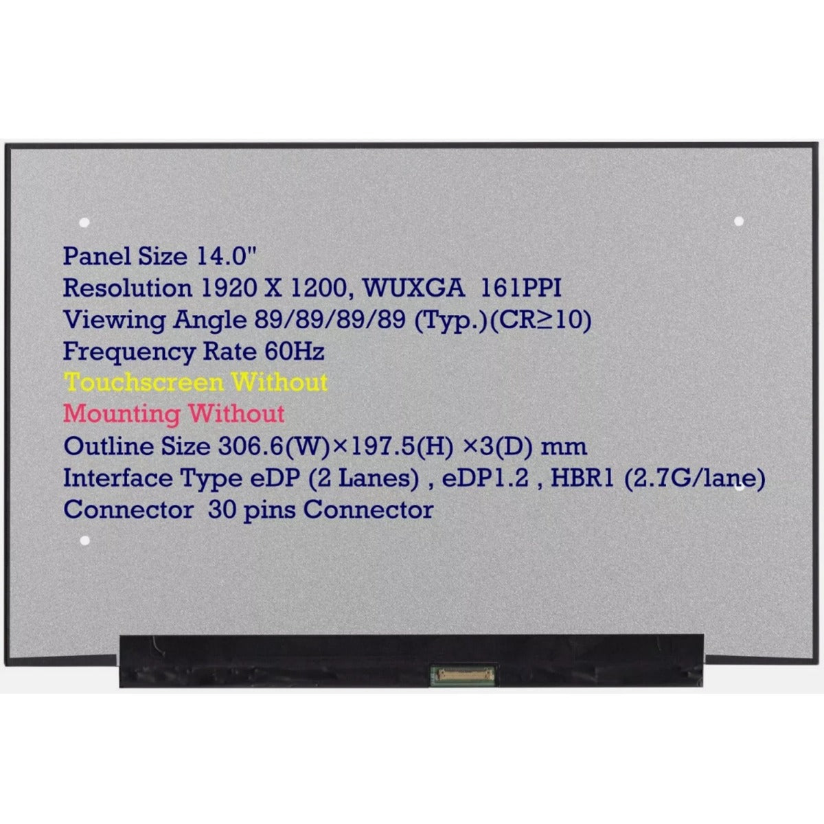 NV140WUM-N45 14.0" IPS LED LCD 30 Pins eDP 60Hz Laptop Replacement Screen