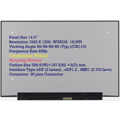 NV140WUM-N45 14.0" IPS LED LCD 30 Pins eDP 60Hz Laptop Replacement Screen