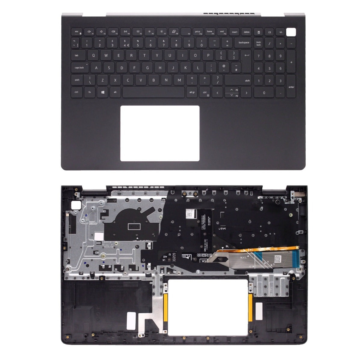 Genuine 15.6" Dell Inspiron 15 3510 3511 3515 3520 3521 3525 Palmrest UK Layout Backlit Keyboard Black 054WVM