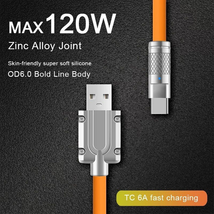 [ Pack of 10 ] - 1.5MTR - Fast Charging Cable  6A 120W  -  | USB | Type-C | Lightning