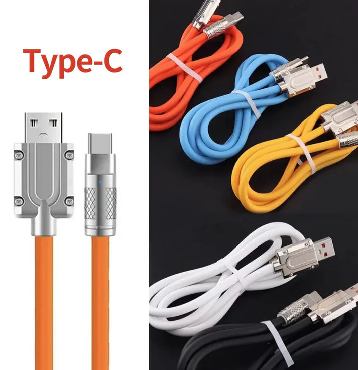 [ Pack of 10 ] - 1.0MTR - Fast Charging Cable  6A 120W  -  | USB | Type-C | Lightning